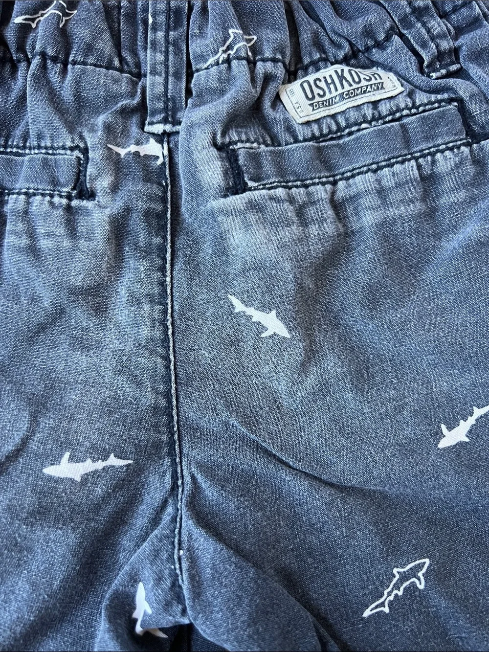 Oshkosh B’gosh 100% Cotton Navy Toddler Shark Shorts Distressed Faded Boys 3T